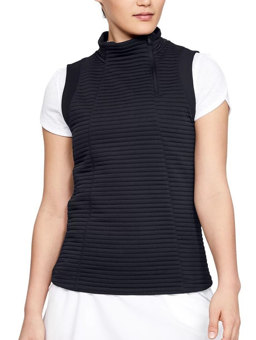 Under Armour Black Sleeveless Quilted Mock Neck Vest